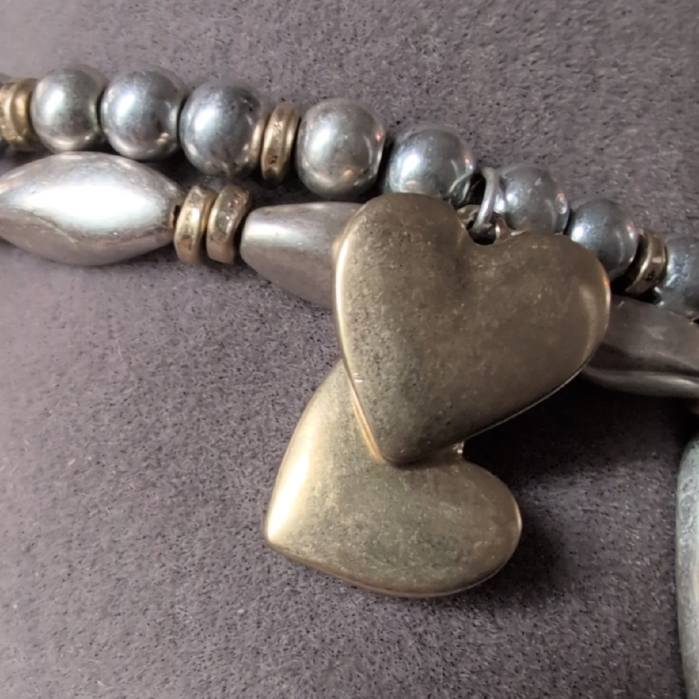 J. Jill Silver Stretch Bracelet Set with Heart Charms - Picture 3 of 7